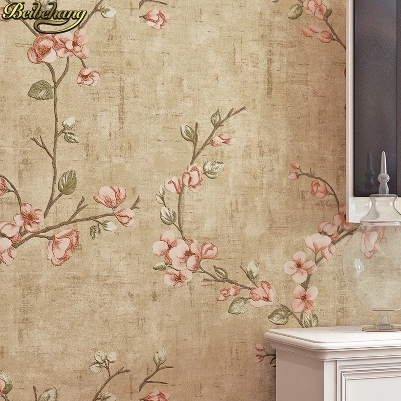 

beibehang American pastoral Luxury Italian Fabrics vintage 3D floral Wall Paper roll wallpapers for living room decoration home