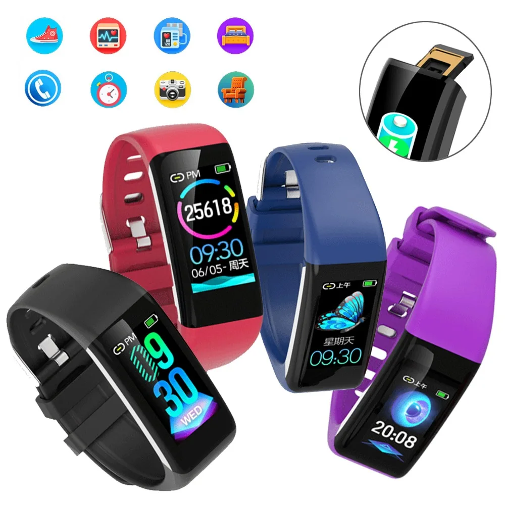 

Women Men Color Sports Band Fitness Tracker Blood Pressure Heart Rate Sleep Monitor Smart Watch For Android iOS