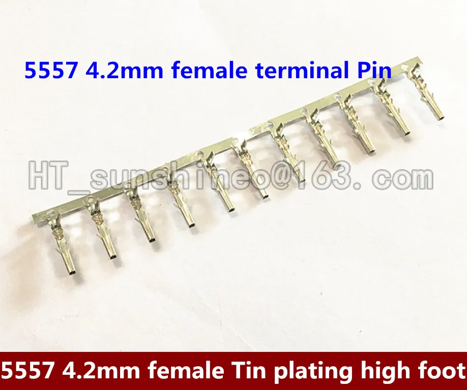 20000PCS/LOT 4.2mm 5557 Computer connector terminals female needle for 4P 6P 8P 20P 24P male shell /Tin plating high foot