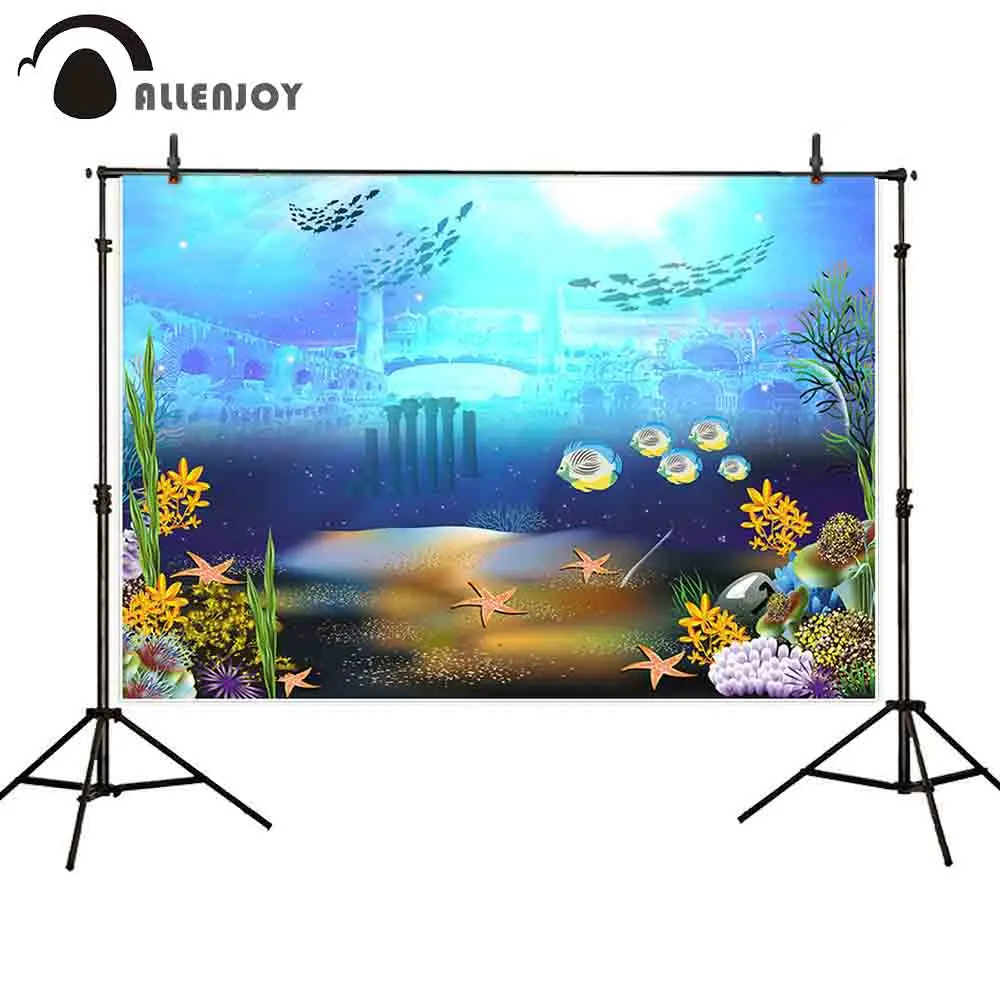 Allenjoy photography backdrop under the sea castle birthday tropical background photocall photo shoot prop photobooth banner