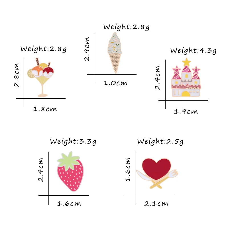 Lovely Castle Heart Sweet Ice Cream fragola cartone animato spilla camicia moda risvolto frutta smalto spille distintivo per gioielli per bambini