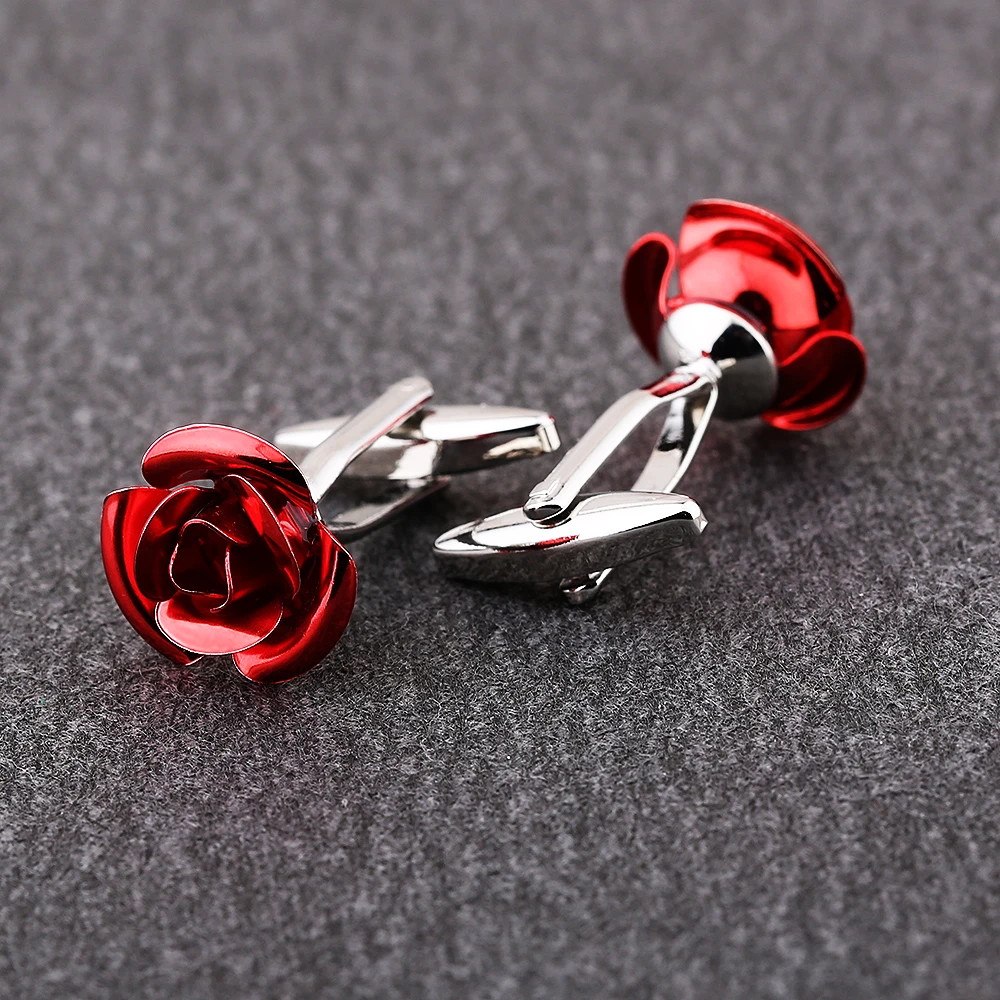 KFLK brand men\'s shirt cuff button The red rose cufflinks wedding gift button 2018 new products guests