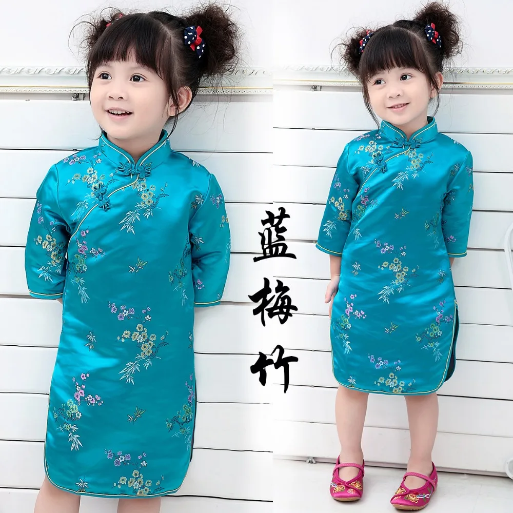 New Spring Cute Girls' Dresses Children Chinese Chi-pao Cheongsam New Year Gift Kids Girl Party Clothes Costume Baby Girls Qipao