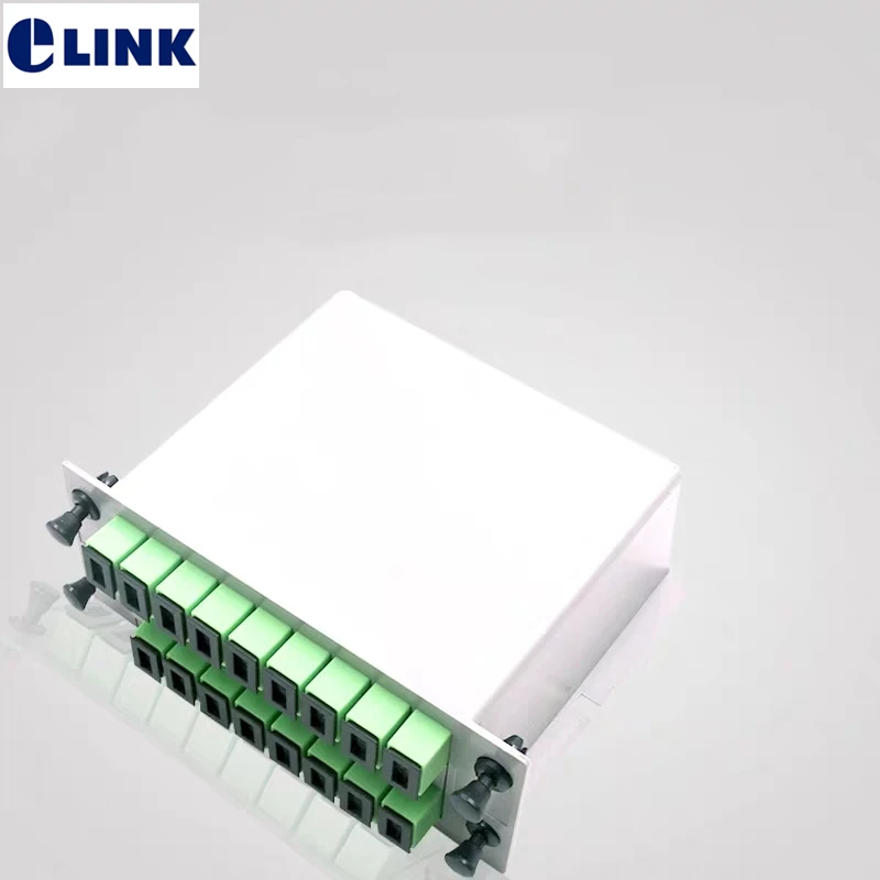 

1x16 LGX box fiber Splitter 2pcs GEPON FTTH SM SC/APC 1*16 PLC optical coupler Cassette Telecom GPON ELINK Plannar waveguide