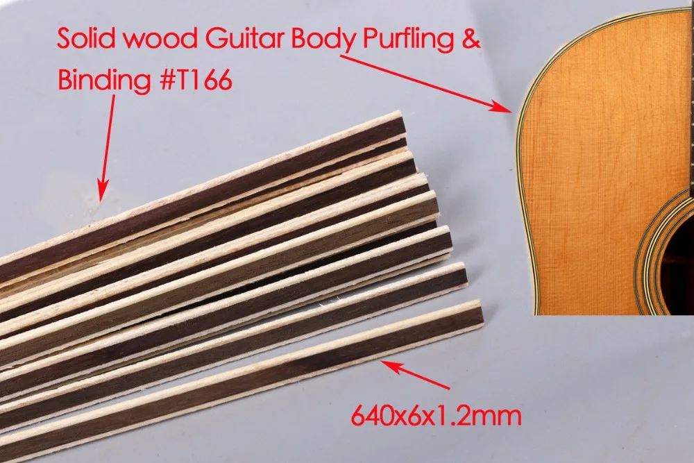 

Guitar Strip Wood Purfling Binding Guitar Body Parts Inlay 640x6x1.2 mm 166# 20 pcs