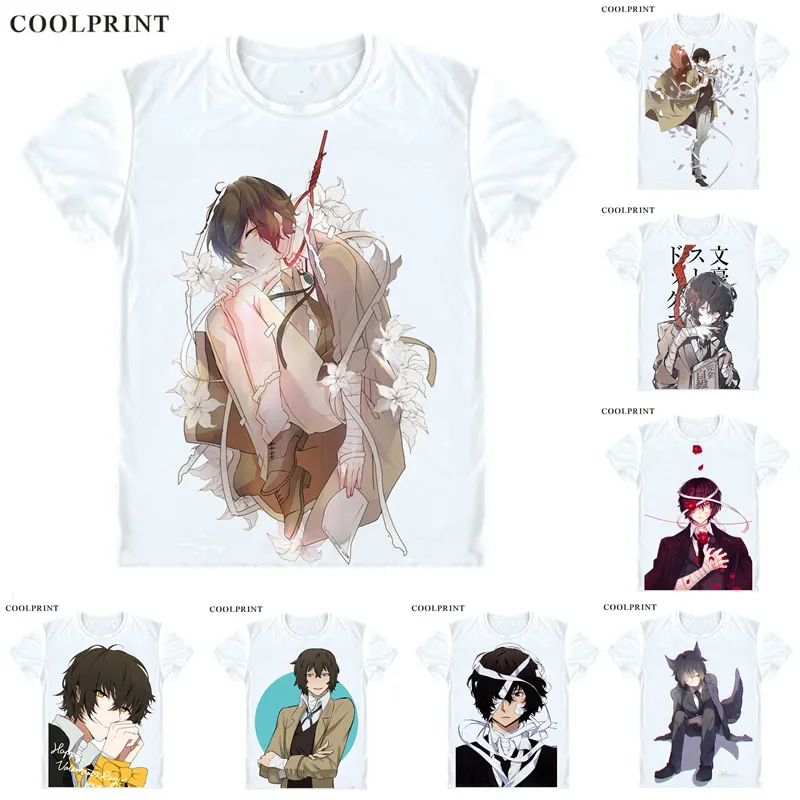 Dazai Osamu BONES Bandaged Neck T Shirt Bungou Stray Dogs Literary Men Casual TShirt Premium T-Shirt Printed Short Sleeve Shirts