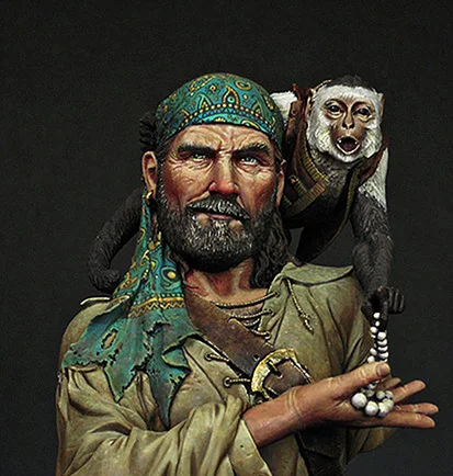 Unpainted Kit 1/12 Rogue Pirate with monkey ancient resin Resin Figure miniature garage kit