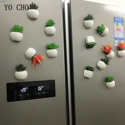 YO CHO Autoadesivo Frigo Artificiale Bouquet di Fiori di Piante Succulente Frigorifero Magnete Lavagna Magnetica Piante In Vaso Per La Casa Della Decorazione Della Parete