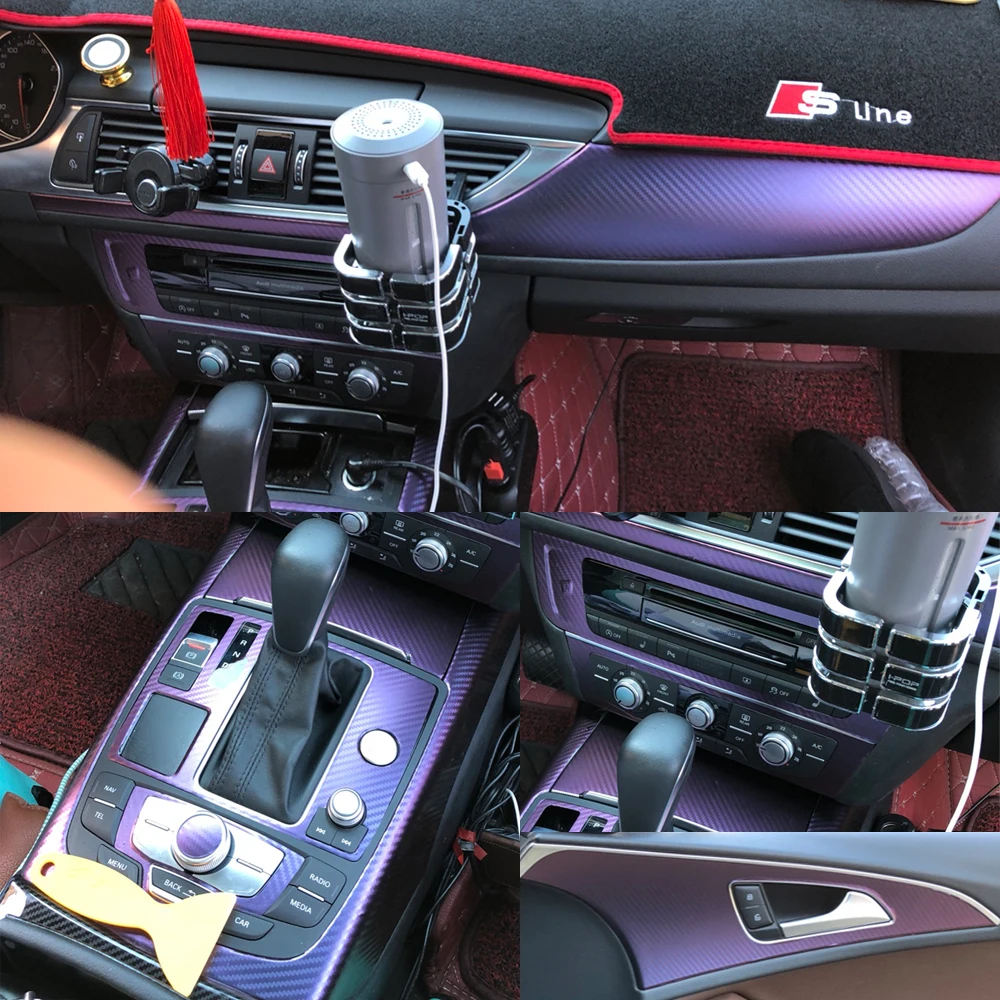 Für Audi A6 C7 2012-2018 Innenraum Mittelkonsole Türgriff 3D/5D Carbonfaser-Aufkleber, Auto-Styling-Zubehör – Detail 7