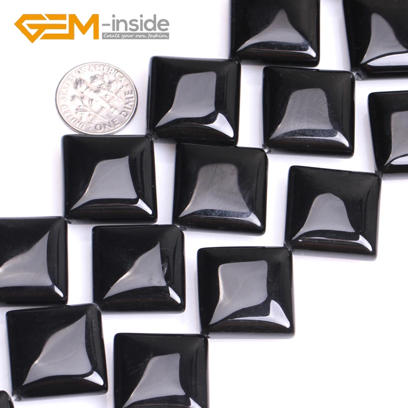 GEM-inside Black Agates Diagonal Square Beads For Jewelry Making Beads DIY Strand 15\