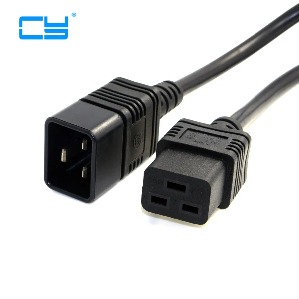 

2PCS/LOT IEC320 Female C19 to Male C20 Power Mains Extension Cable 1.8m 180cm 6ft for PDU UPS 20A Heavy-Duty Computer