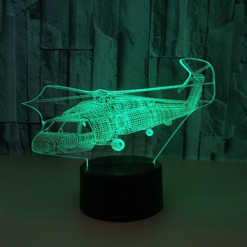 

Helicopter 3d Lamp Multi Color Remote Control Touch Led Moderne Desk Lamp Creative Gift Aircraft 3d Small Table Lamps