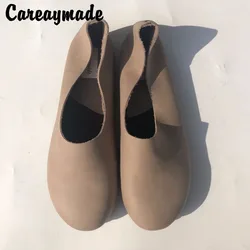 Careaymade-Head layer cowhide pure handmade shoes,the retro art mori girl shoes,Women's casual shoes Flats shoes,24 colors