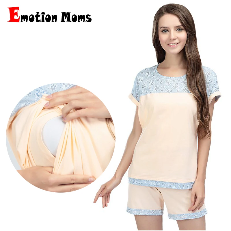 

Emotion Moms Summer Maternity Sleepwear Set Breastfeeding Pajama Nightwear With Opening Design Lactation Pajamas Suit