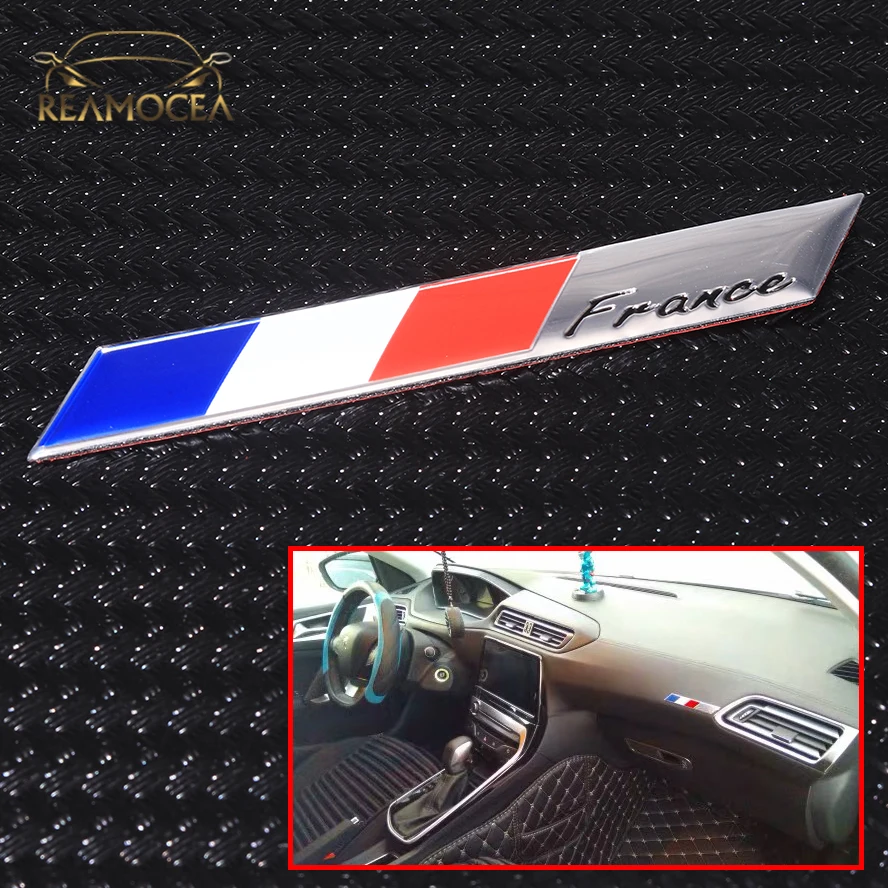 Reamocea 3D Aluminum France Flag Emblem Badge Car Sticker Accessories Decals For Peugeot Citroen Renault Ford