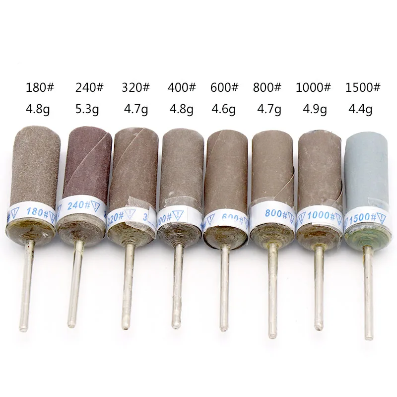 Faixas lixas de haste 2.35mm, papel de lixa, cabeça para broca elétrica dremel, acessórios para broca elétrica, ferramentas rotativas abrasivas sem 10 peças