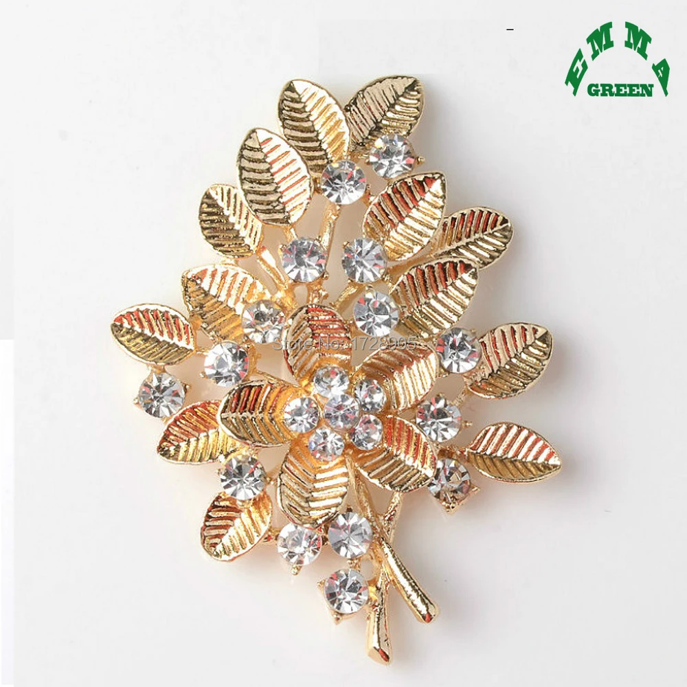 Gold Embellishments with Crystal 10pcs 48mm Big Vintage Leaf Flower Flat Back Button for Bridal Wedding Decoration Accessories