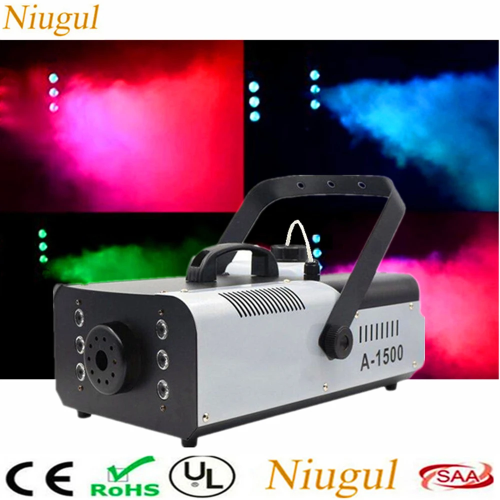 

1500W Fog Machine DMX512 Wireless Remote Control Haze Machine With RGB LED Lights Stage Mist Smoke Machine DJ LED Fogger