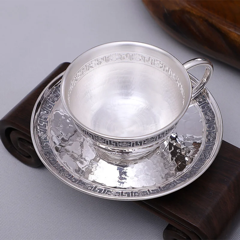 Sterling Silver 999 Coffee Cup Kung Fu Tea Set Tea Cup Master Home Office Silver Water Cup Silver Drinking Set