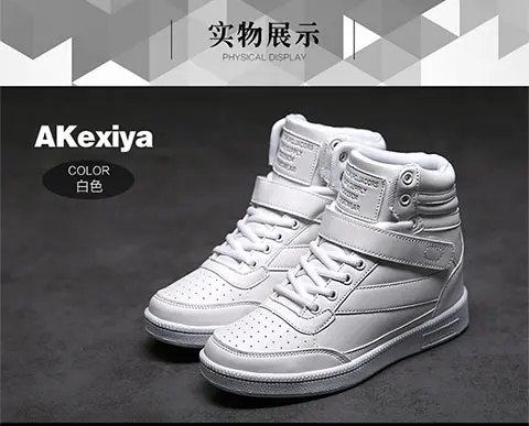 Akexiya New 2021 Spring Autumn Ankle Boots Heels Shoes Women Casual Shoes Height Increased High Top Shoes For Adults SIZE 35-40