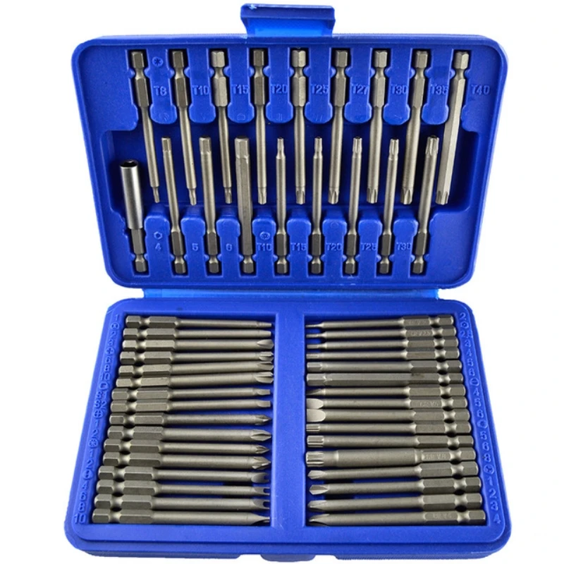 50 Piece Hex Star Torx Extra Long Security Bits Spline Flat Screwdriver Set 6-20