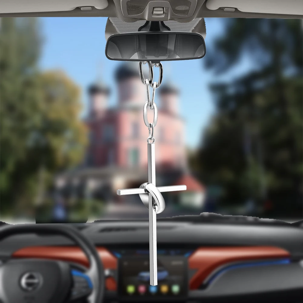 

Car Pendant Jesus Crucifix Cross ring Ornaments Charms Rearview Mirror Decoration Hanging Auto Decor Cars Accessories Hot Gifts