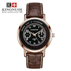 Kingnuos 2020 Top Brand Simple Quartz Watch Men Clock Male Wristwatches Leather Strap Casual Business Reloj Hombre Men's Watches