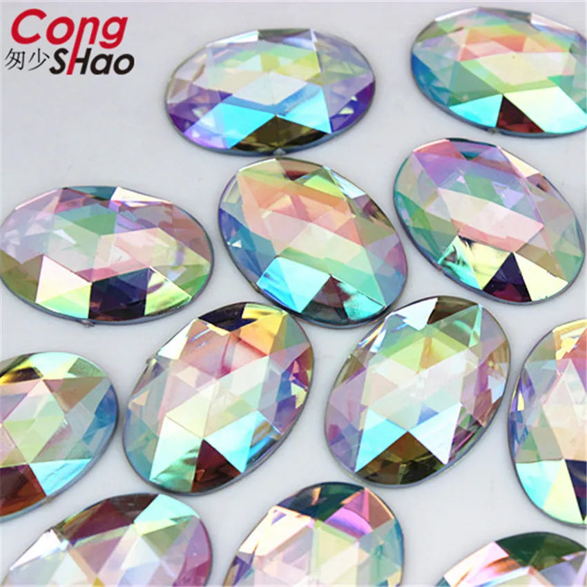 Cong Shao 100PCS 18*25mm Ovale Form Acryl Strasssteine Flatback Steine Und Kristalle Für Kostüm Handwerk DIY Dekoration YB137 – Detail 11