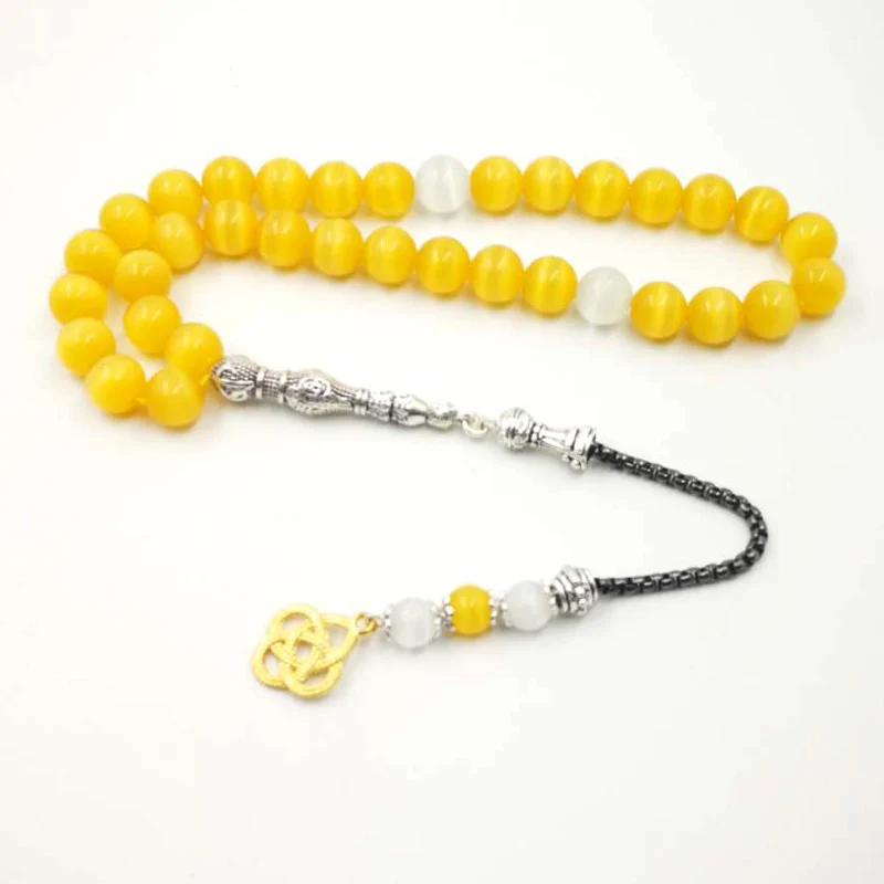 Rosary sumptuous cat eye stone yellow rosary especial and اساور Muslim Islamic اكسسوار gift لرمضان