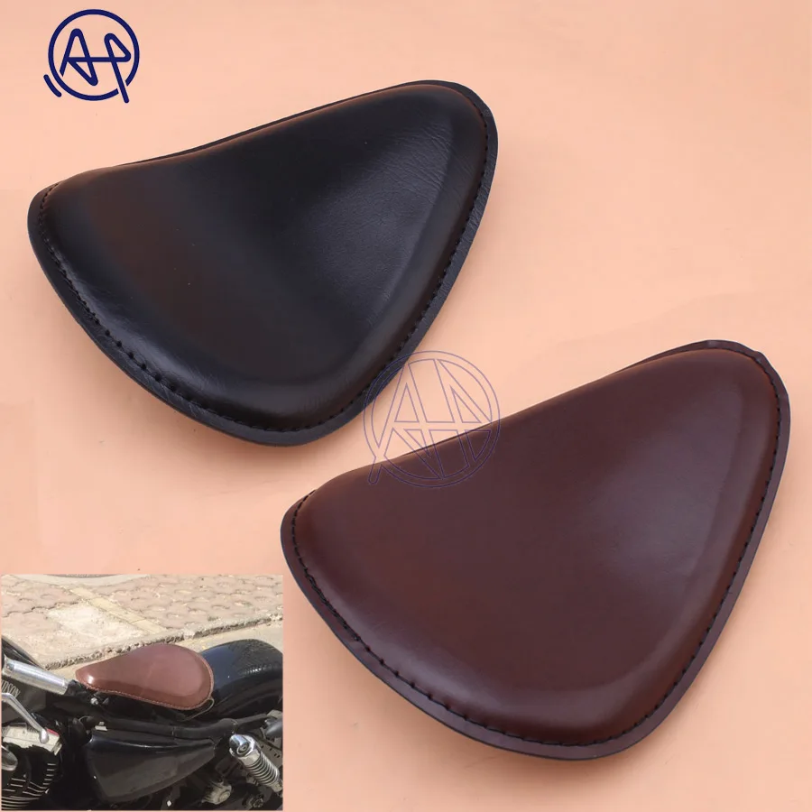 1pcs Brown/Black Vintage Old School Cafe Motorcycle Leather Solo Seat Cover Universal For Harley Chopper Bobber Honda Custom