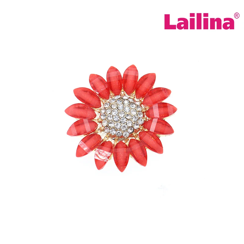 

30pcs/New Fashion Sparkly Rhinestone Acrylic Sunflower Flat Back Brooch/Button Jewelry Decoration For Gift/Party