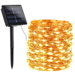 12/22/32m conduziu a lâmpada solar ao ar livre 100/200 leds luzes da corda festa de natal do feriado de fadas guirlanda jardim solar luzes à prova dwaterproof água