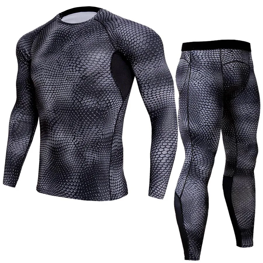 

Long Sleeve Mma Rashguard Sport Suit Snake Texture Muay Thai T Shirt Compression Pants Breathable Training Boxing Sport Sets