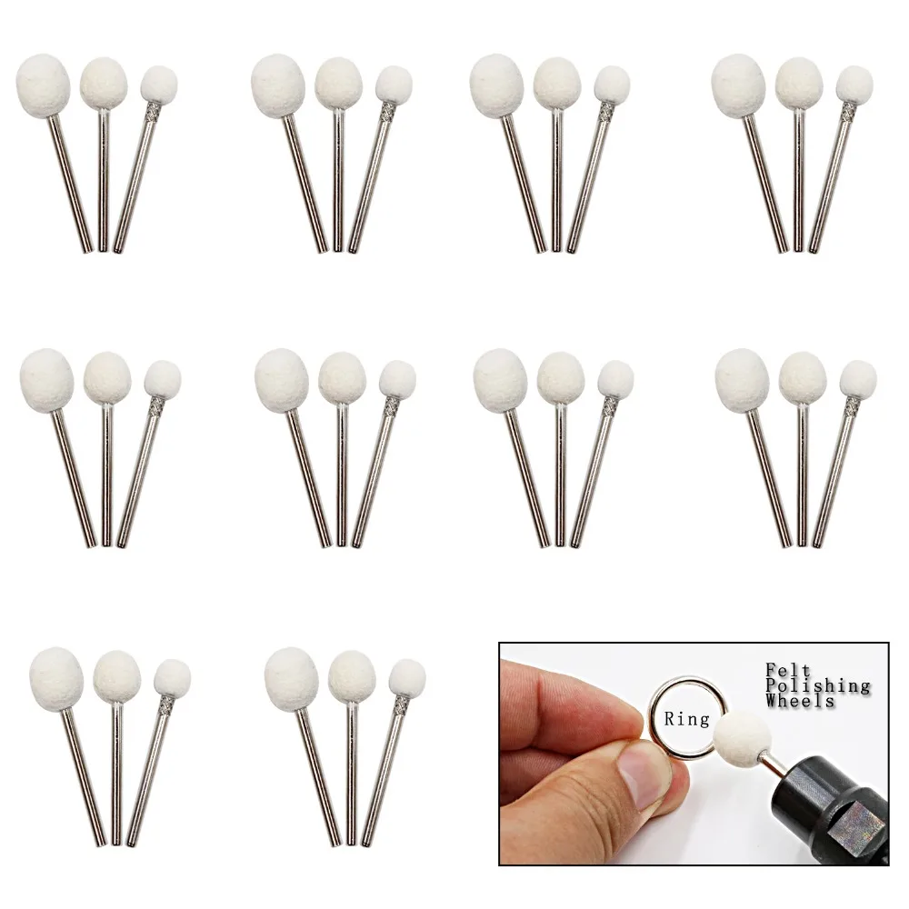 Wool Felt Buffing Wheels Mounted Mandrel Polishing Wheel Buff Set Jewelry Watch Polish Dremel Accessories Power Rotary Drill Too