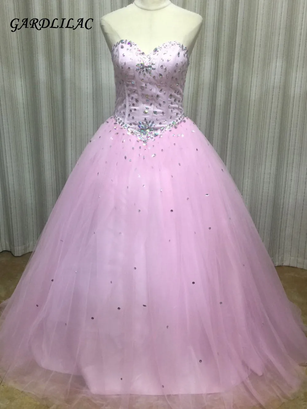 Novo vestido de baile 100% real rosa vestidos quinceanera, contas de tule, vestidos de baile 16 fofos, vestidos de baile debutante, vestidos longos de baile