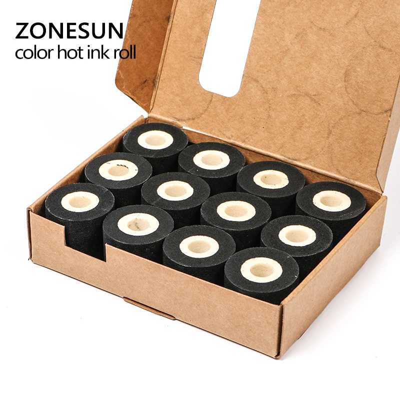 ZONESUN Hot Ink Roll 36*32MM (10pieces/lot) Black Hot Printing Ink Roll for Ink Coding Machine to Print Expiry Date/Batch No.