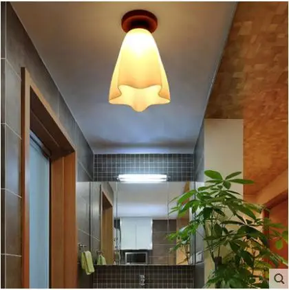 

Creative Nordic solid wood ceiling lamp Japanese tatami aisle lights balcony porch bedroom LED wooden lamps