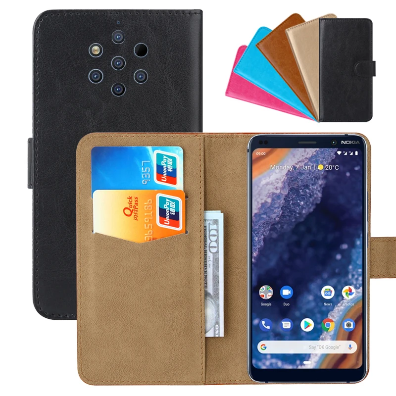 Luxury Wallet Case For Nokia 9 PureView PU Leather Retro Flip Cover Magnetic Fashion Cases Strap