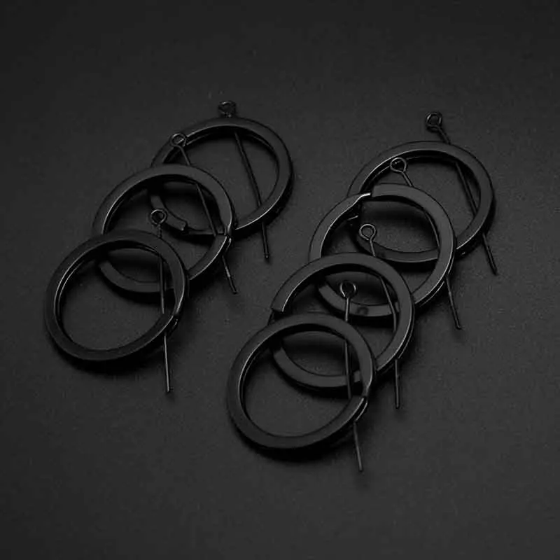 블랙 컬러 아이언 키 체인 링, 플랫 키 홀더, 스플릿 링 키체인, DIY 쥬얼리 액세서리, 25mm, 28mm, 30mm, 20 개/로트