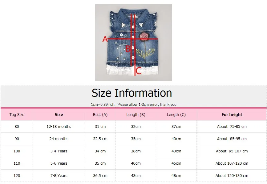 1-10T Baby Denim Vest Babe Jeans Jacket Casual Outerwear Children Clothing Spring Autumn Bebe Clothes Kids Vests Toldder Tops