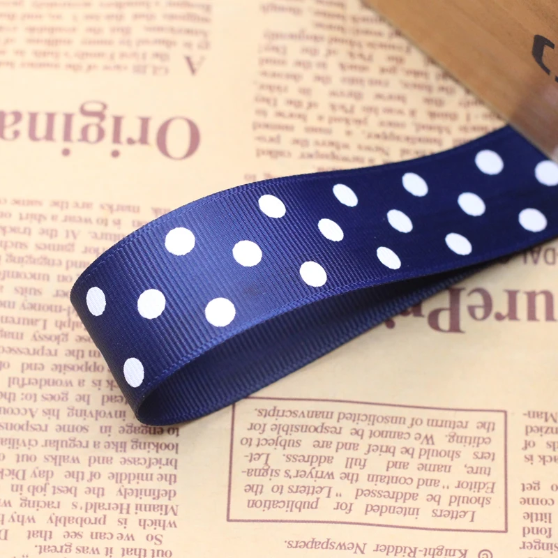 Hot sale (1 meters) 1\'\' (25mm) Polka Dot Satin Ribbon Printed DIY Handmade Head Wreaths Hair Wedding Party Gift Packing supplies