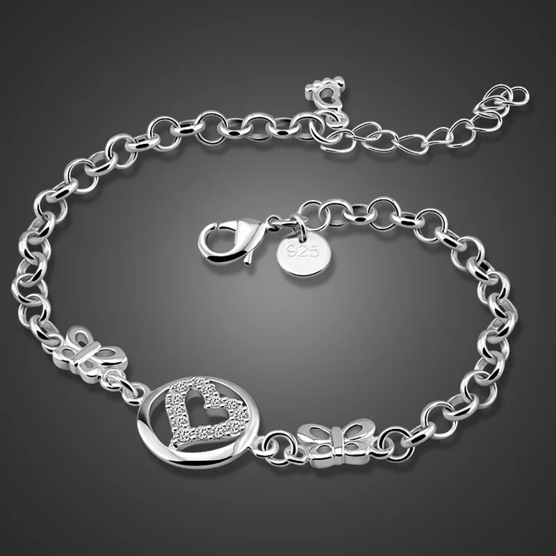 

Pure silver, simple, sweet, fashionable, fresh personality. Solid 925 silver Charm hand catenary . It is love that gives us hope