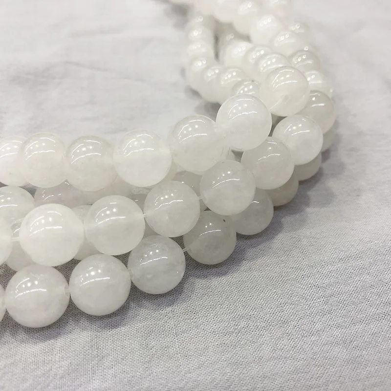 1strand/lot 4 6 8 10 12 mm White Carnelian Agates Round Gem Beads Carnelian Loose Beads For Jewelry Making DIY Necklace Bracelet image 4