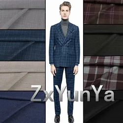 Europe station French thin worsted wool fabric suit trousers clothing lattice bespoke grid stripe  herringbone fabric