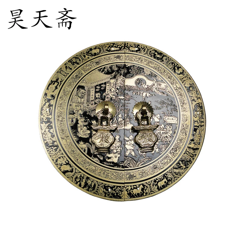 [Haotian vegetarian] Chinese antique cabinet drawer handle copper HTB-147 section diameter 18CM Beizitou