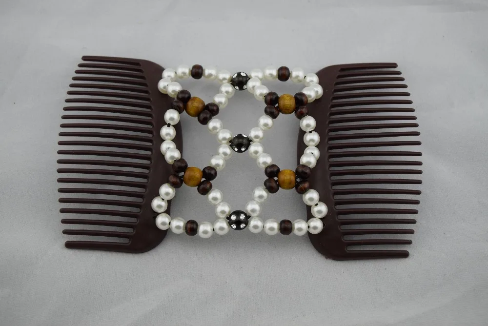 wooden pearl pattern Magic Hair Combs  double hair combs  Free shipping 12 pcs/lot