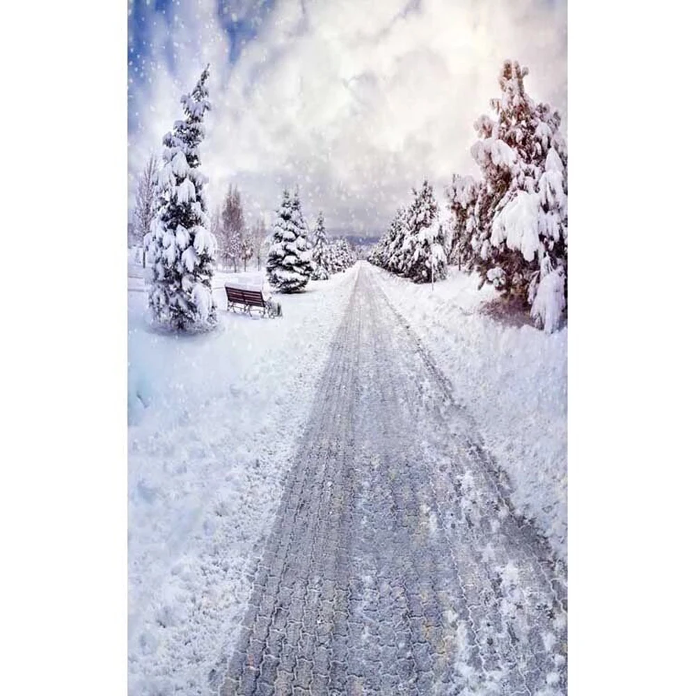 Jatuh Kepingan Salju Musim Dingin Yang Indah Fotografi Latar Belakang Dicetak Tebal Tertutup Salju Pohon Pinus Peta Anak Photo Studio Latar Belakang