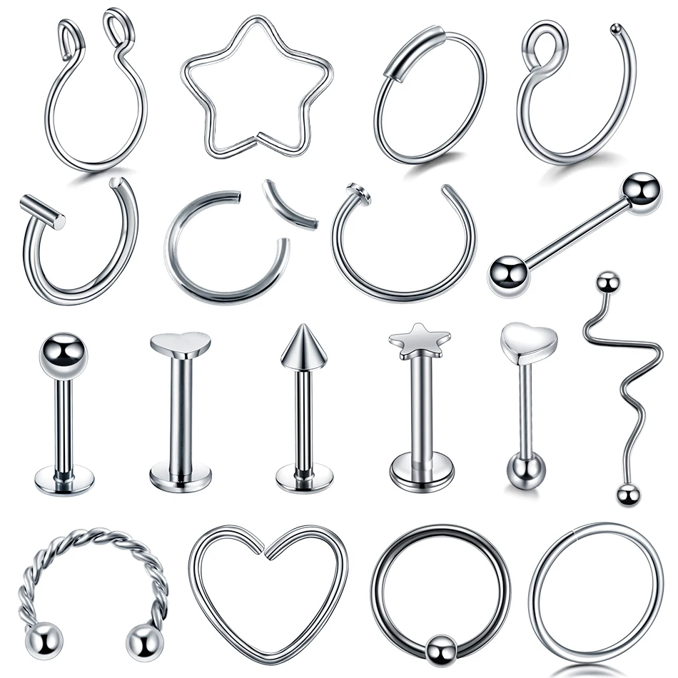 1PC Steel Segment Ring Nose Septum Lip Eyebrow Tongue CBR Ear Piercing Daith Cartilage Tragus Ear Helix Clicker Piercing Jewelry