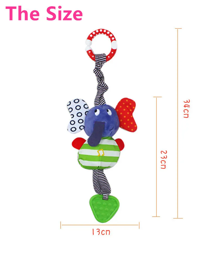 Chocalhos do bebê por atacado infantil crianças música elefante pendurado mão cama carrinho macio bonecas brinquedos educativos mordedor chocalhos b0968