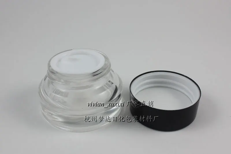 15g clear glass cream jar with black/matte silver aluminum lid, 15g cosmetic jar,packing for sample/eye cream,mini jar